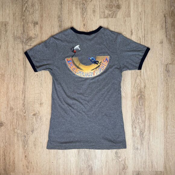 Sun Microsystems Graphic T-Shirt Developers Skate Design Gray Small Ringer Tee - Picture 2 of 7